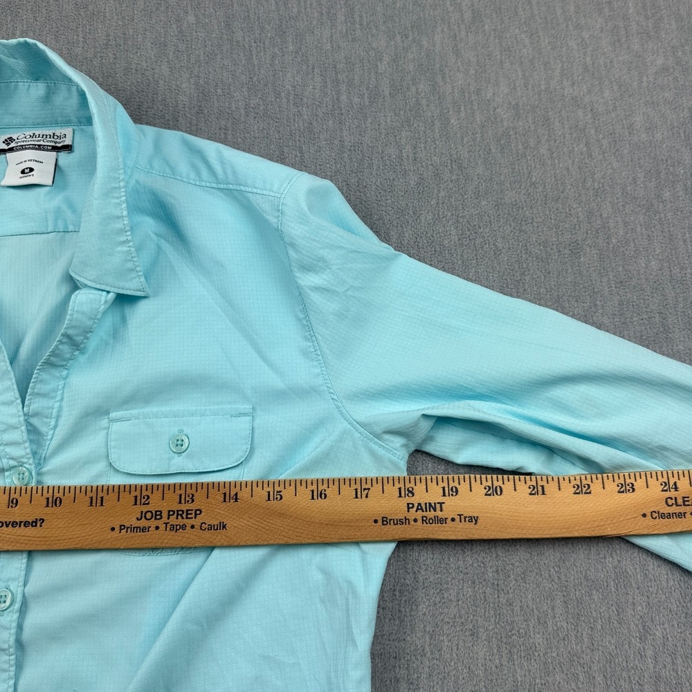 Columbia Shirt Womens Medium Blue Long Sleeves Fishing Sun Protection Button Up - Picture 7 of 12